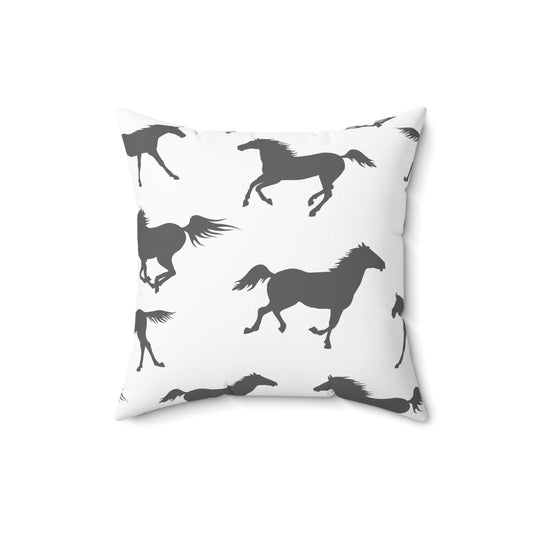 Horse Pattern Pillow - Farmhouse Accent Cushion, Equestrian Decor, Horse Decor, Horse Lover