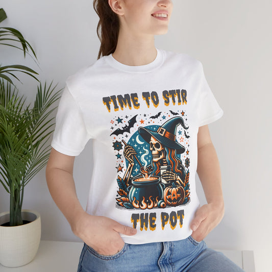 Witchy Tee, Halloween Shirt, Stir the Pot T-Shirt, Unisex Jersey, Cauldron Brewing