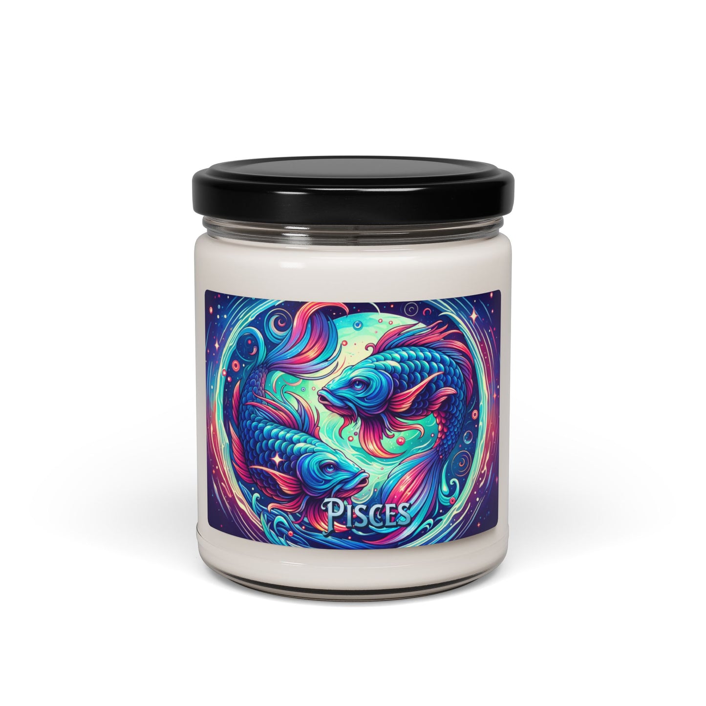 Pisces Zodiac Soy Wax Candle 9oz - Astrology Gift in Glass Jar with Cotton Wick, Pisces Gift, Zodiac Candle, Astrological Decor