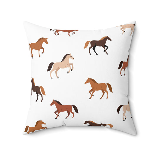 Horse Pattern Pillow, Equestrian Home Decor, Animal Lover Gift, Farmhouse Accent Cushion, Horse Lovers Gift, Western Theme Pillow