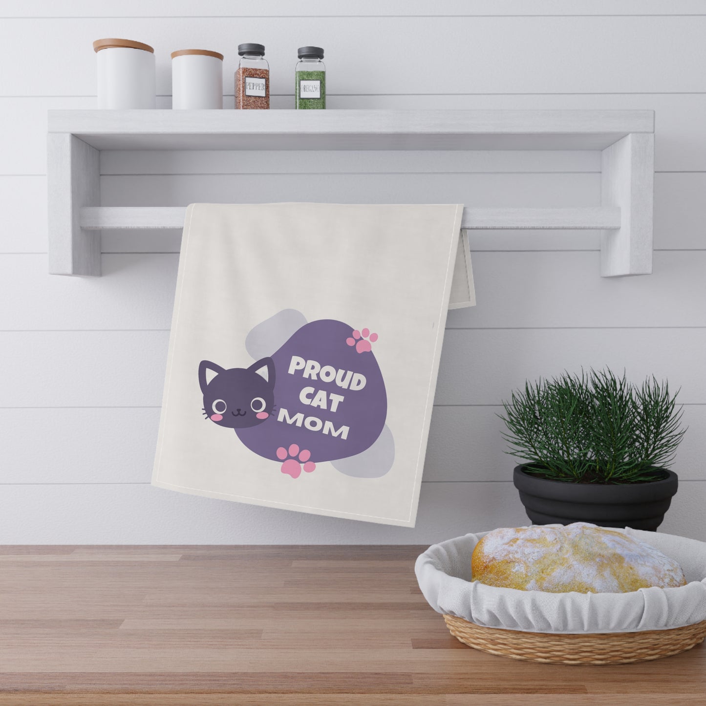 Proud Cat Mom Tea Towel, Kitchen Towel,  Perfect Kitchen Accessory, and Unique Mothers Day Gift