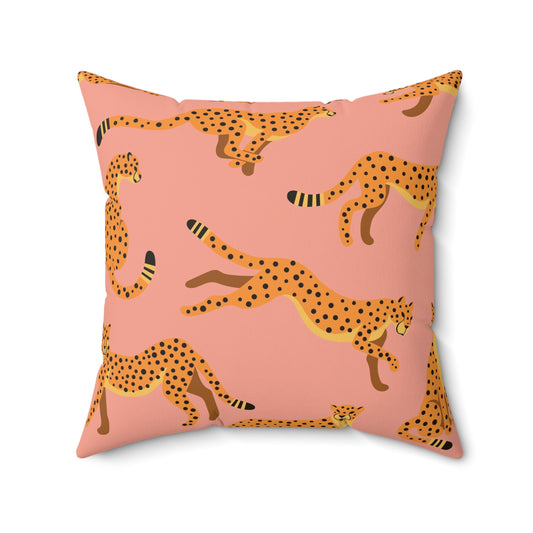 Exquisite Cheetah Design Spun Polyester Square Pillow with Concealed Zipper