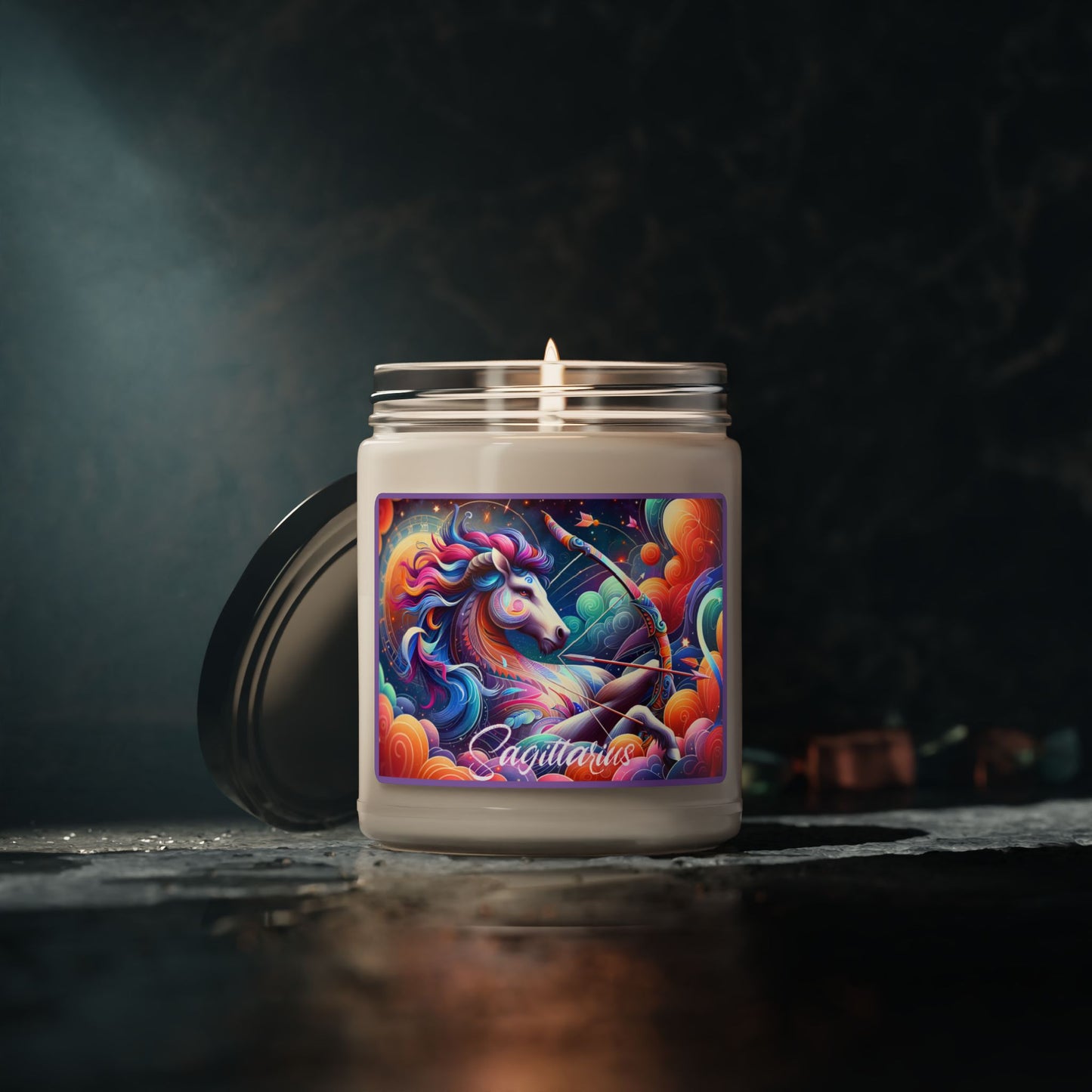 Sagittarius Zodiac Inspired 9 oz Soy Wax Candle with Cotton Wick