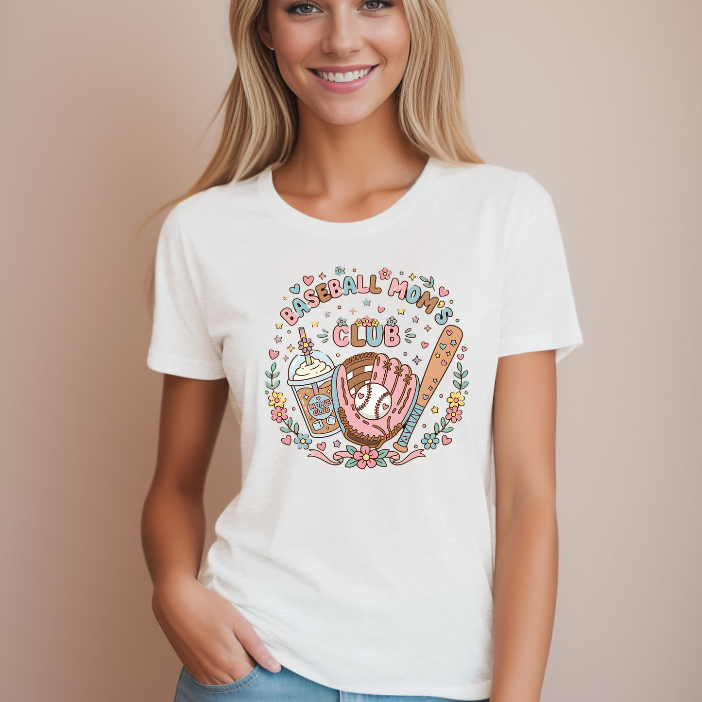 Baseball Mom's Club Tee | Women's Bella + Canvas 6400 Shirt | Perfect Gift