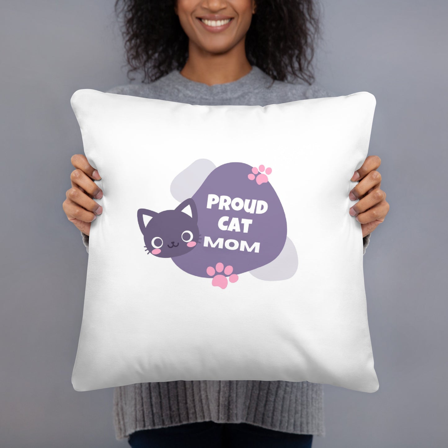 Proud Cat Mom Throw Pillow - Ultimate Home Decor Accent Embellished with Stunning Cat Mom Design