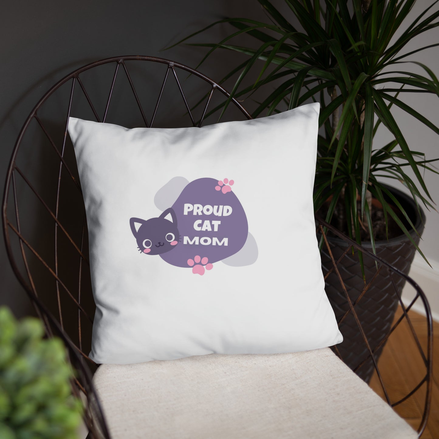 Proud Cat Mom Throw Pillow - Ultimate Home Decor Accent Embellished with Stunning Cat Mom Design