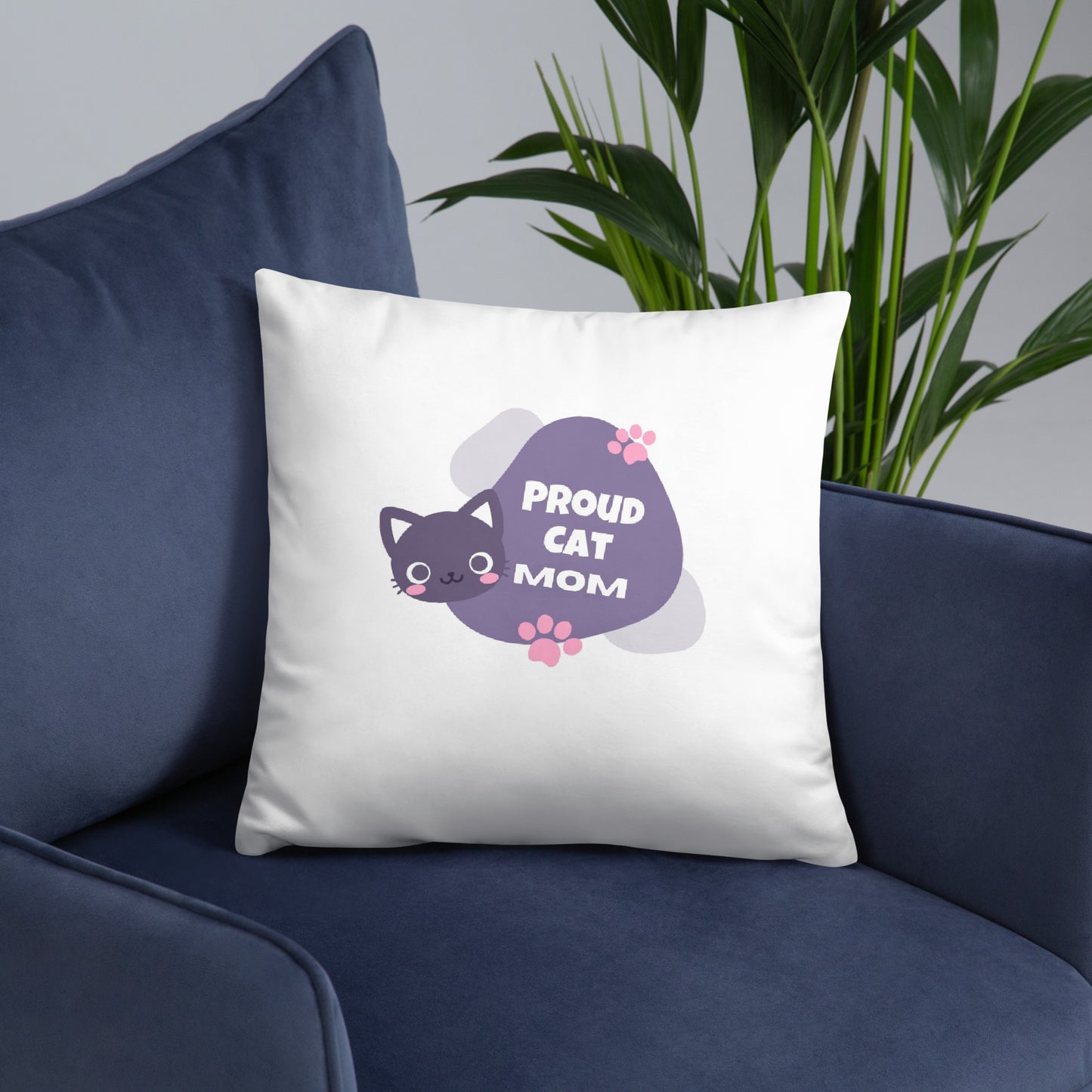 Proud Cat Mom Throw Pillow - Ultimate Home Decor Accent Embellished with Stunning Cat Mom Design