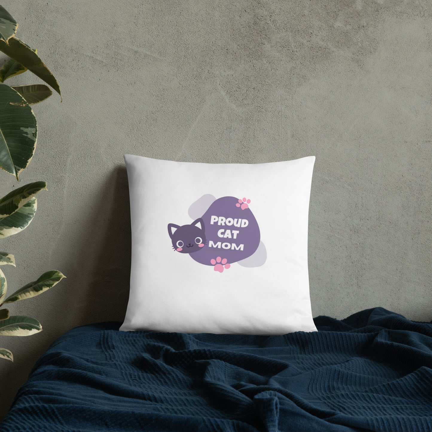 Proud Cat Mom Throw Pillow - Ultimate Home Decor Accent Embellished with Stunning Cat Mom Design