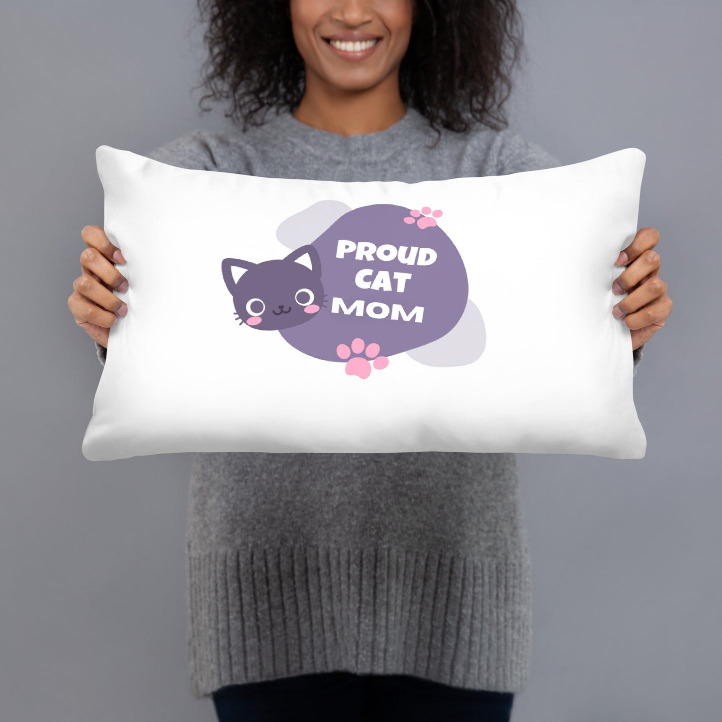 Proud Cat Mom Throw Pillow - Ultimate Home Decor Accent Embellished with Stunning Cat Mom Design