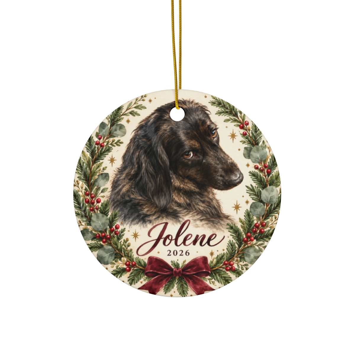 Personalized Dog Christmas Ornament, 2026 Pet Keepsake, Custom Canine Holiday Tree Decoration, Round Ceramic Gift Decor