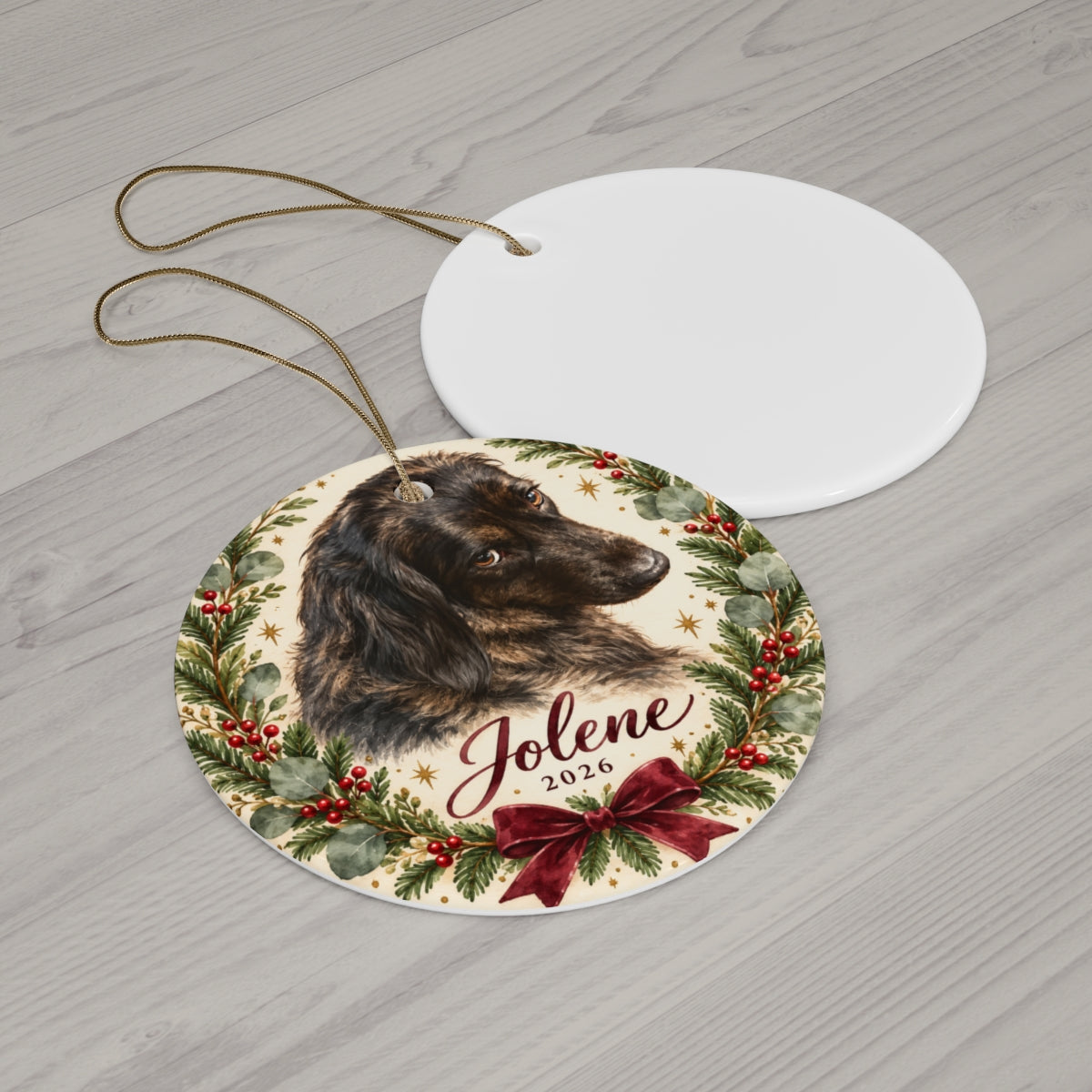 Personalized Dog Christmas Ornament, 2026 Pet Keepsake, Custom Canine Holiday Tree Decoration, Round Ceramic Gift Decor