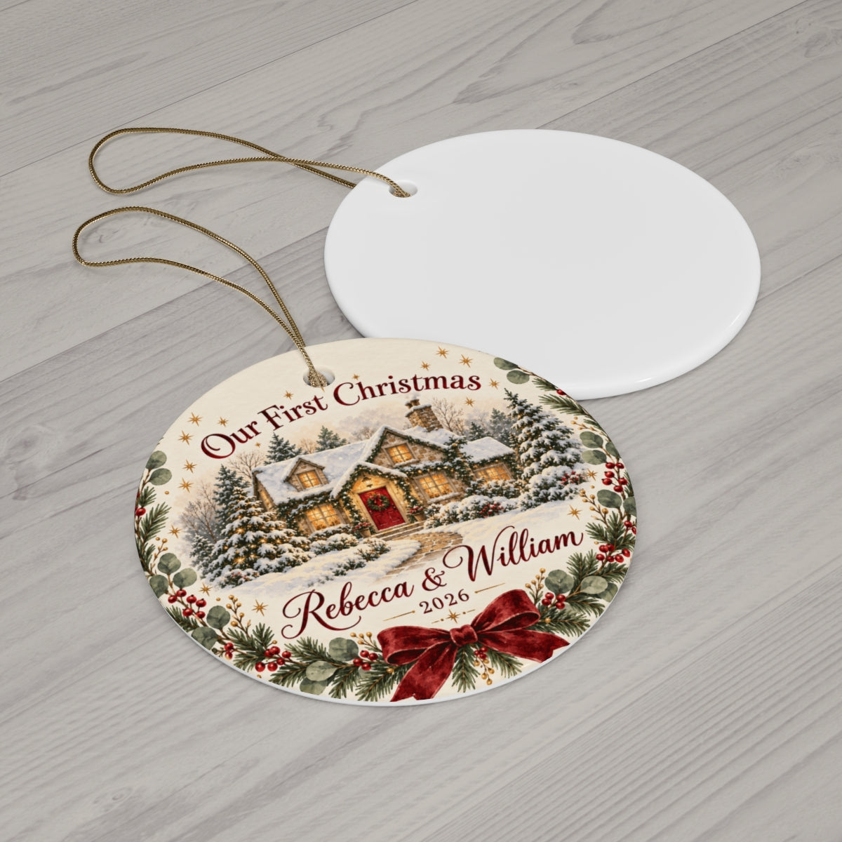 Our First Christmas Ornament 2026, Personalized Couple Ornament, Winter House Keepsake, Custom Newlywed Christmas Tree Decoration Gift