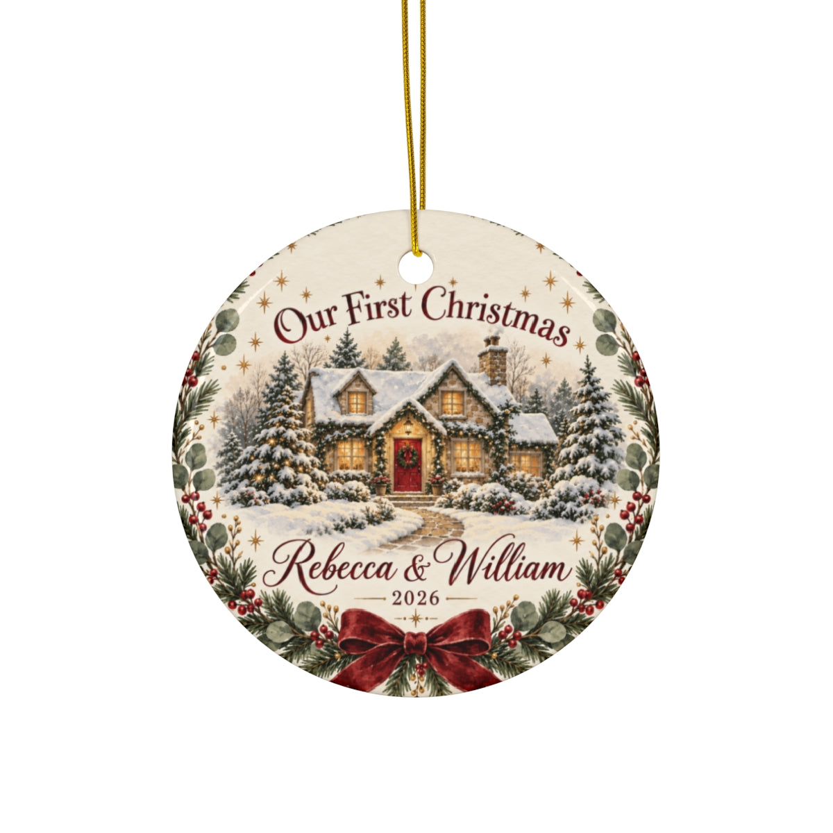 Our First Christmas Ornament 2026, Personalized Couple Ornament, Winter House Keepsake, Custom Newlywed Christmas Tree Decoration Gift