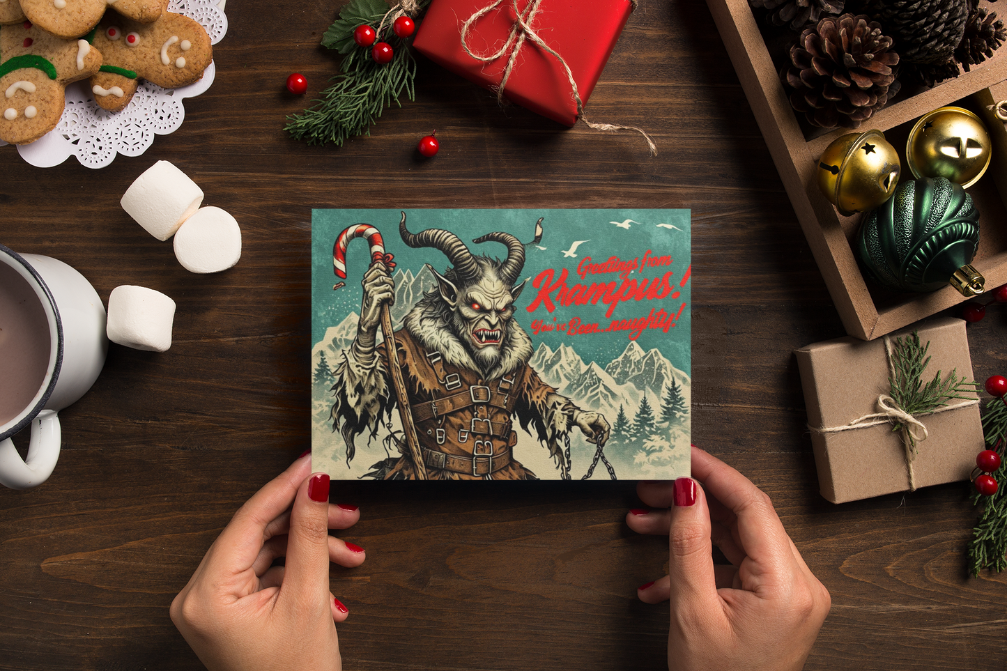 Krampus Holiday Greeting Card - Blank Inside, Perfect for Unique Winter Messages