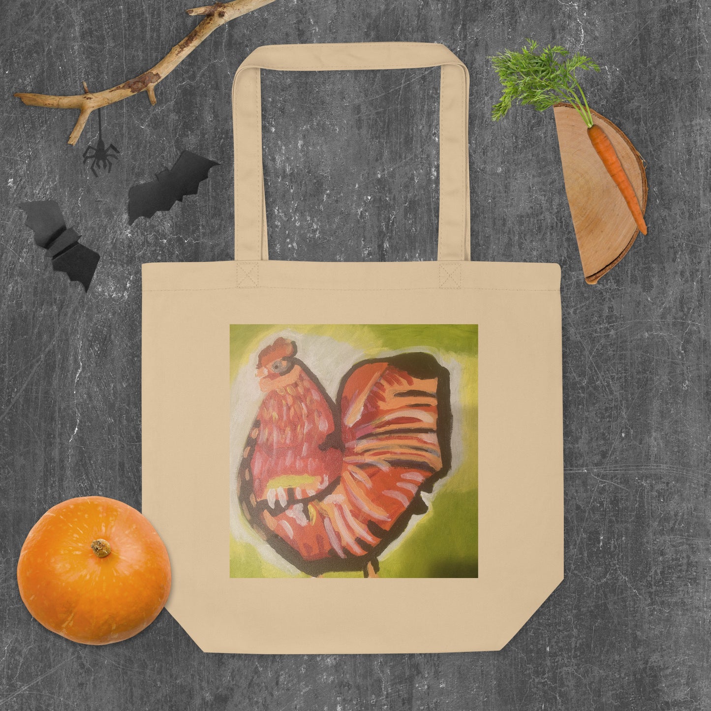 Eco-Friendly Cotton Tote Bag with Adorable Chicken Design Original Artwork