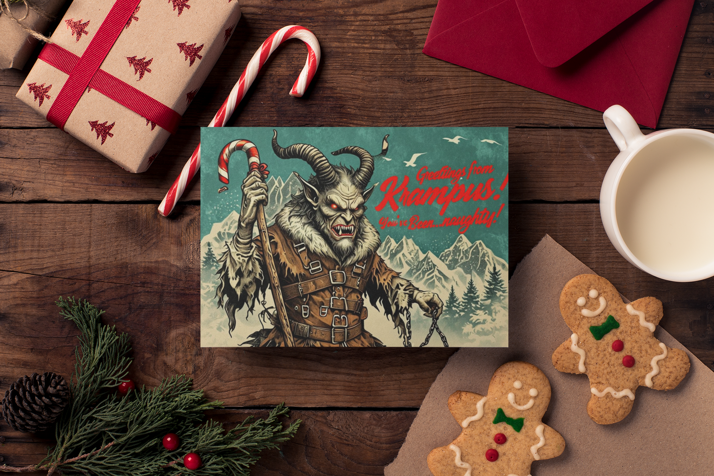 Krampus Holiday Greeting Card - Blank Inside, Perfect for Unique Winter Messages