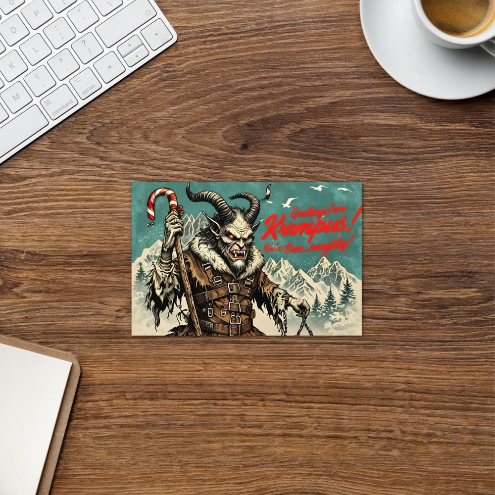 Krampus Holiday Greeting Card - Blank Inside, Perfect for Unique Winter Messages