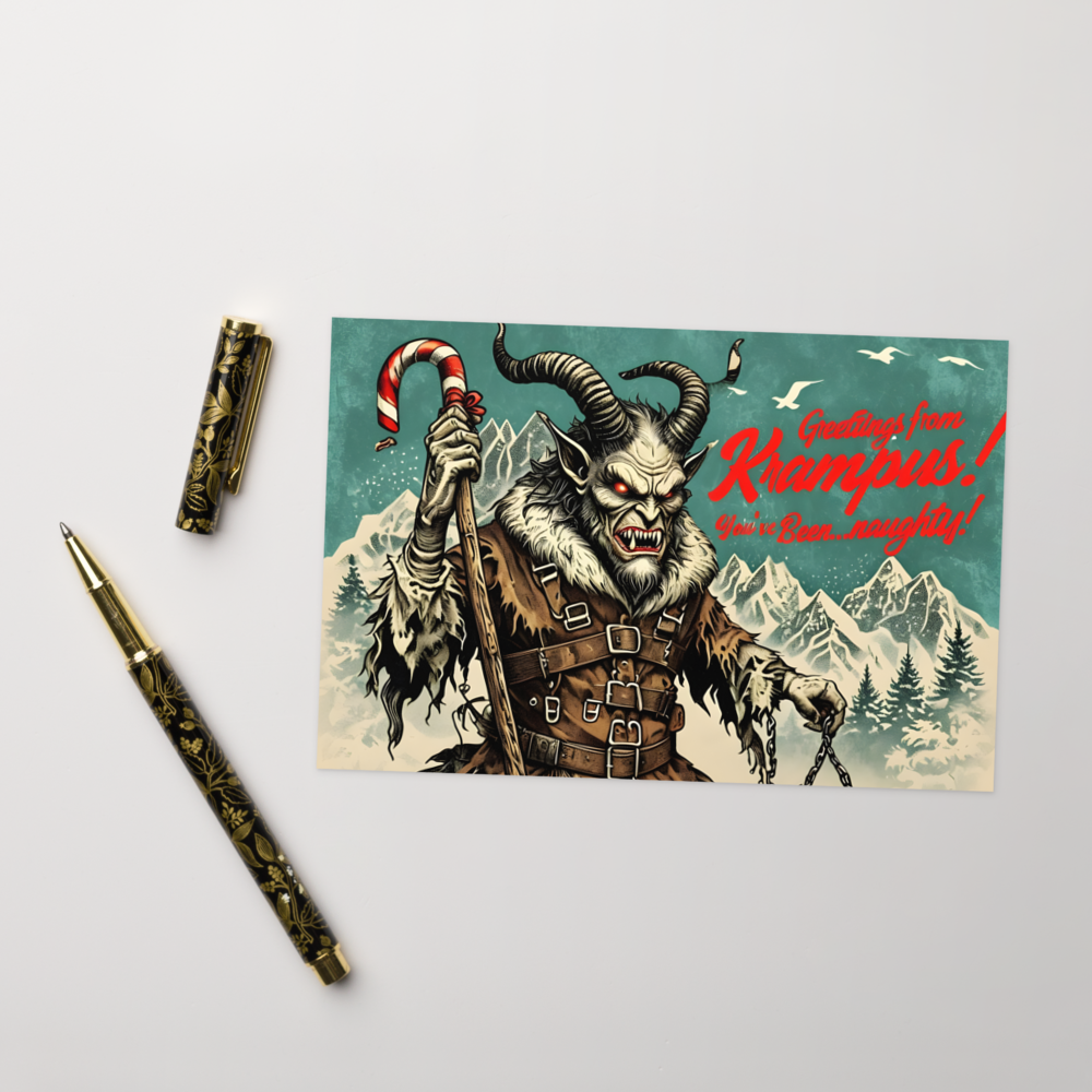 Krampus Holiday Greeting Card - Blank Inside, Perfect for Unique Winter Messages