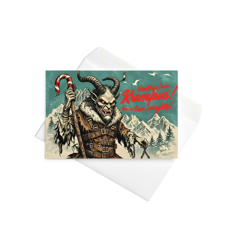 Krampus Holiday Greeting Card - Blank Inside, Perfect for Unique Winter Messages