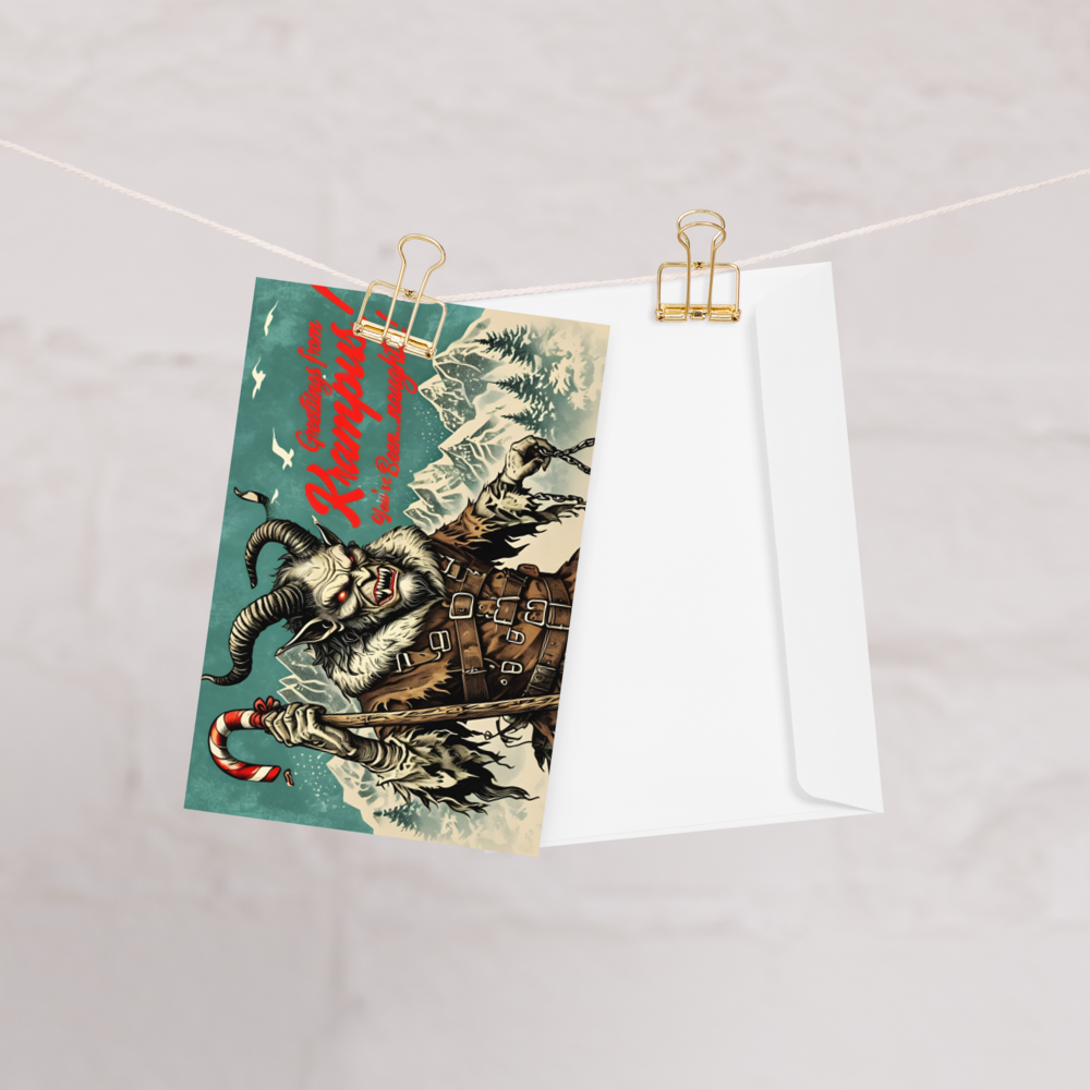 Krampus Holiday Greeting Card - Blank Inside, Perfect for Unique Winter Messages