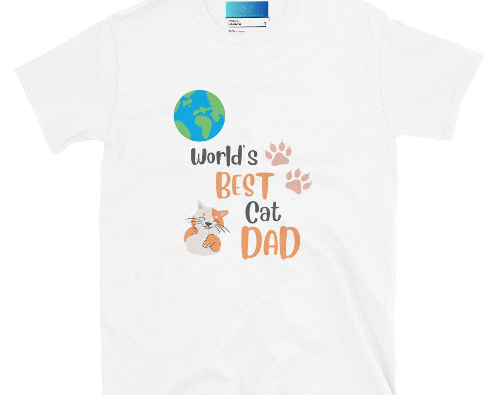 Men's World's Best Cat Dad T-Shirt in White