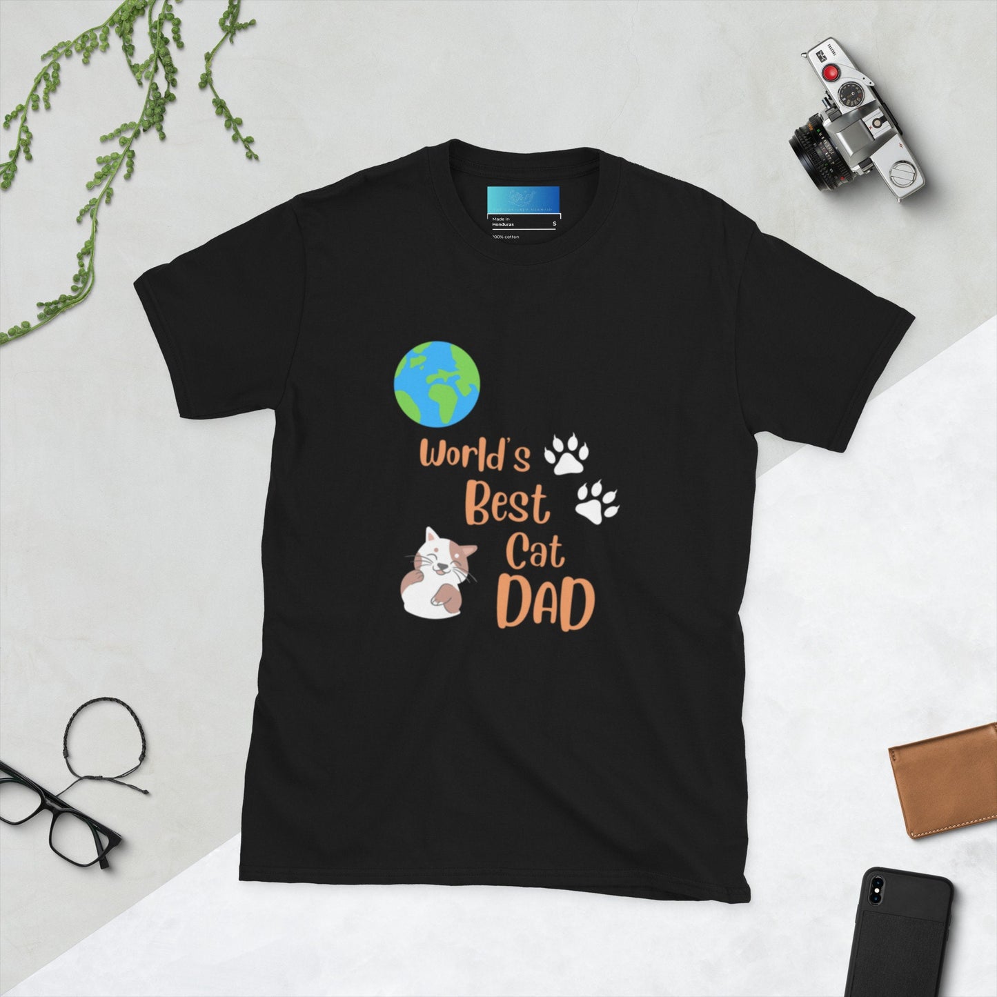 Men's World's Best Cat Dad T-Shirt in Black