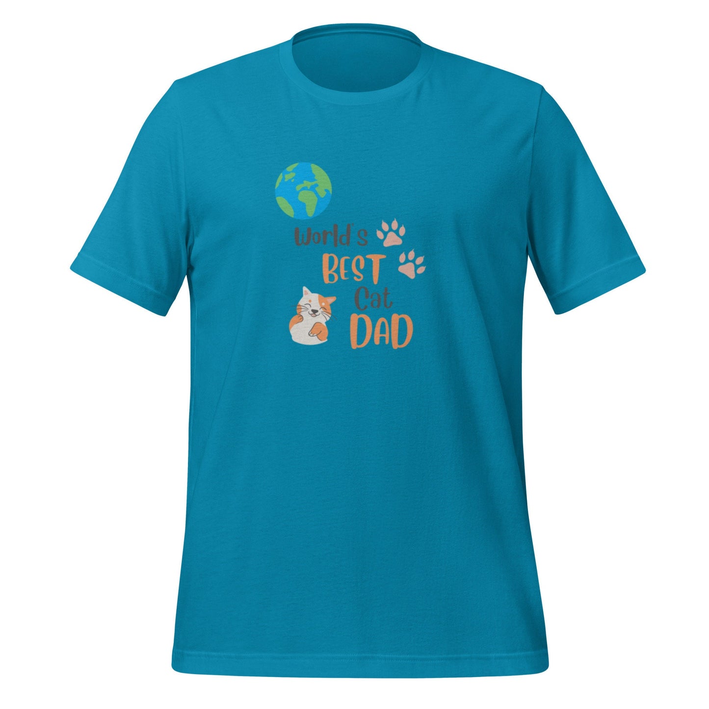 World's Best Cat Dad T-Shirt in Aqua