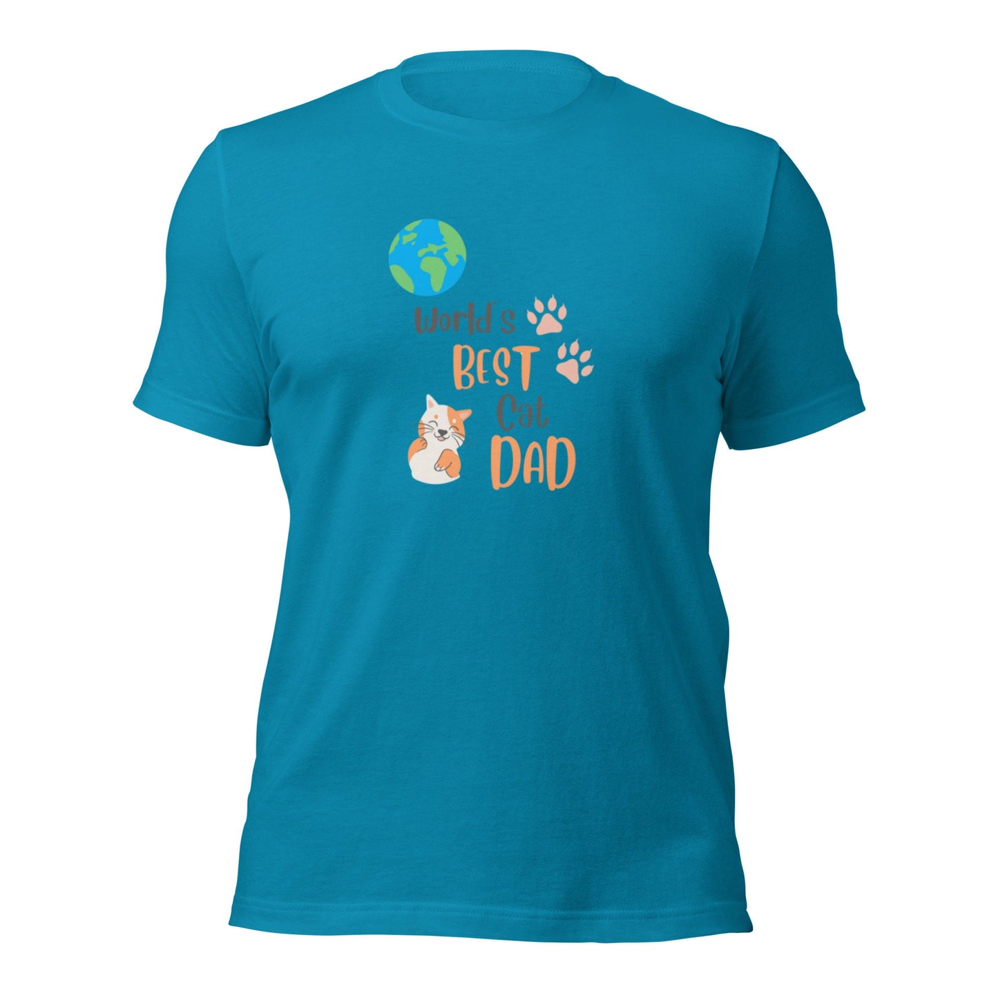 World's Best Cat Dad T-Shirt in Aqua