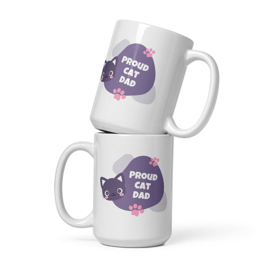 Proud Cat Dad White glossy mug, Cat Dad, Gift