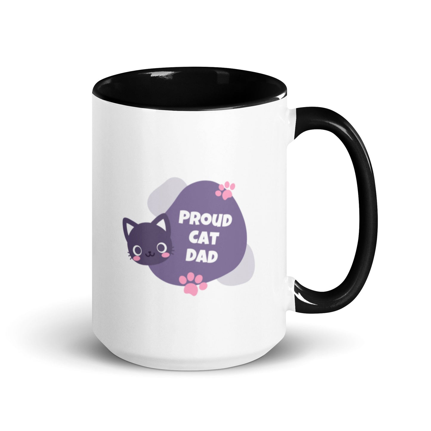 Proud Cat Dad Mug with Color Inside, various colors, cat Dad, gift