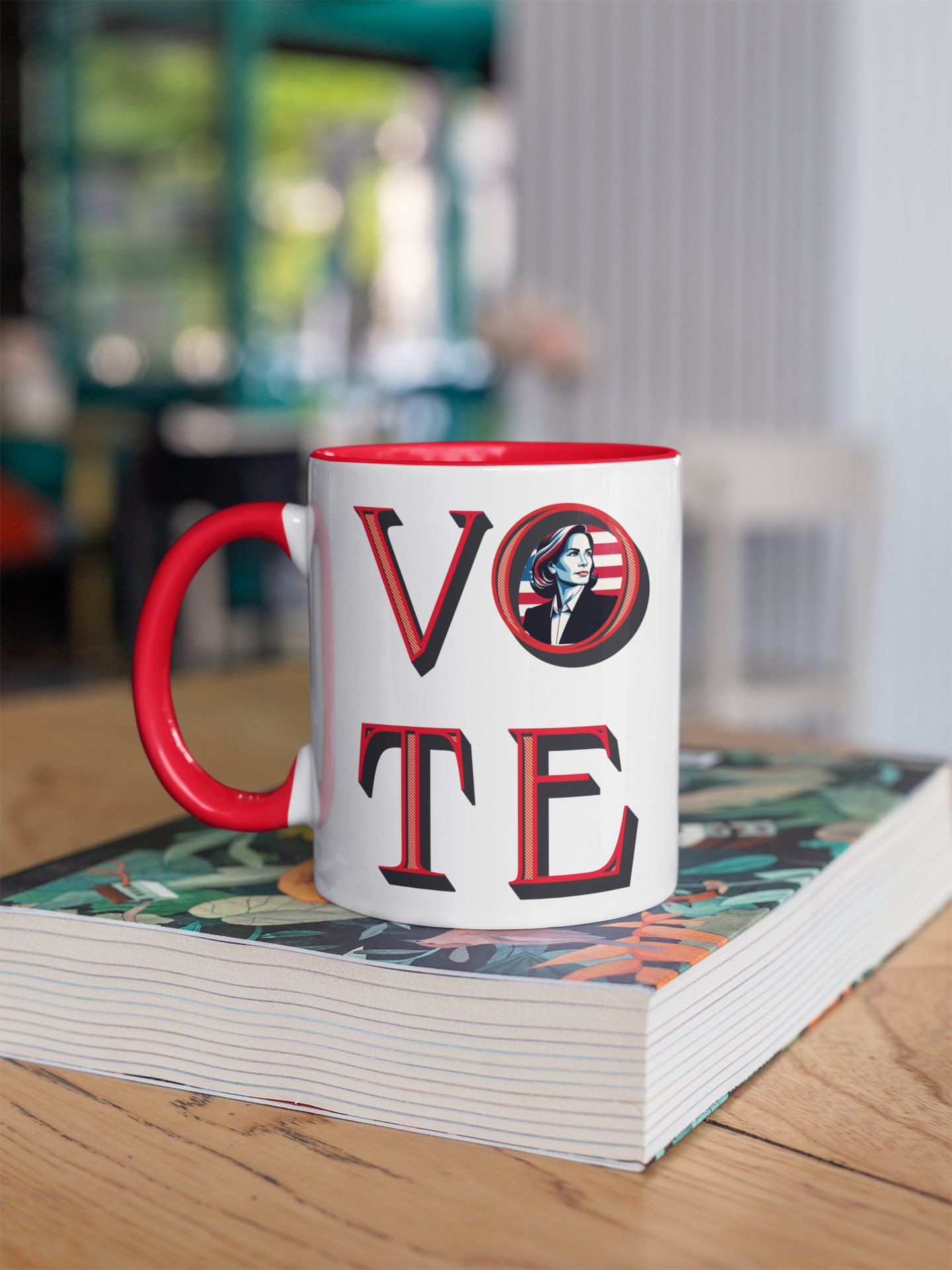 Vote Harris 2024 Ceramic Coffee Mug - 11oz & 15oz - Political Gift with Red Accents