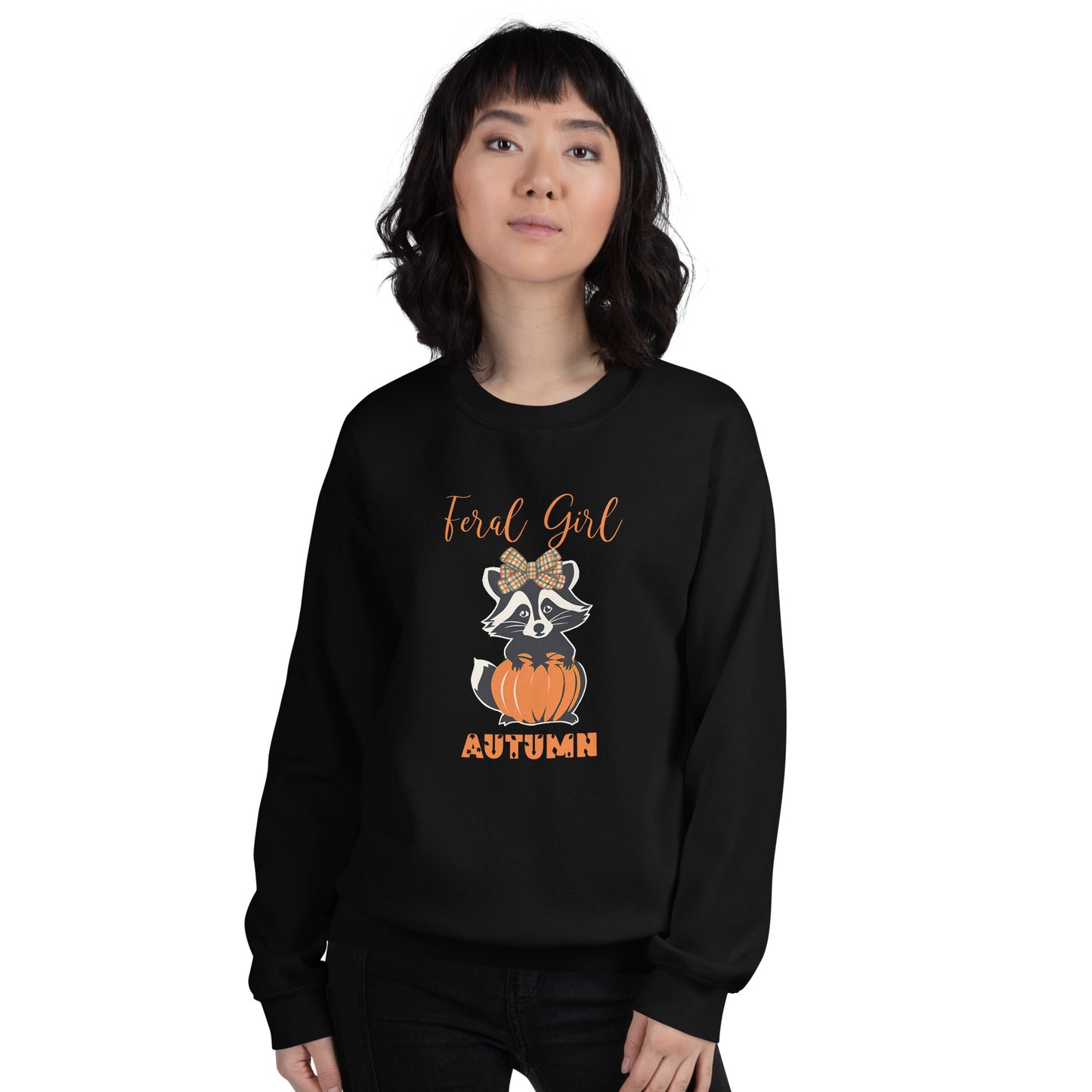 Feral Girl Autumn Sweatshirt - Cozy Raccoon Fall Pullover, Fall Sweatshirt, Woman's Pullover, Cute Raccoon Graphic