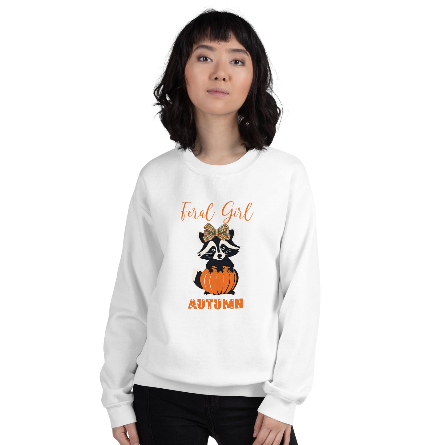 Feral Girl Autumn Sweatshirt - Cozy Raccoon Fall Pullover, Fall Sweatshirt, Woman's Pullover, Cute Raccoon Graphic