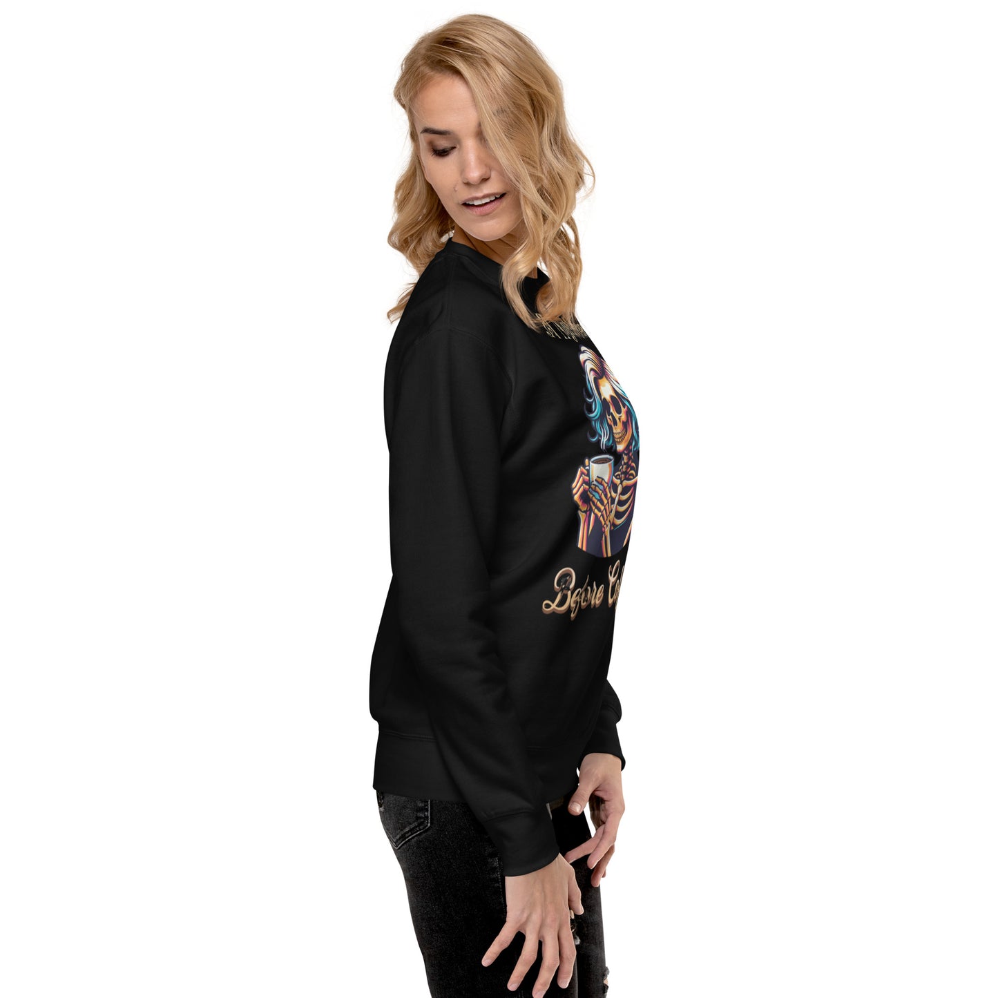 A Nightmare Before Coffee Female Skeleton Sweatshirt, Coffee Lover, Graphic Sweatshirt