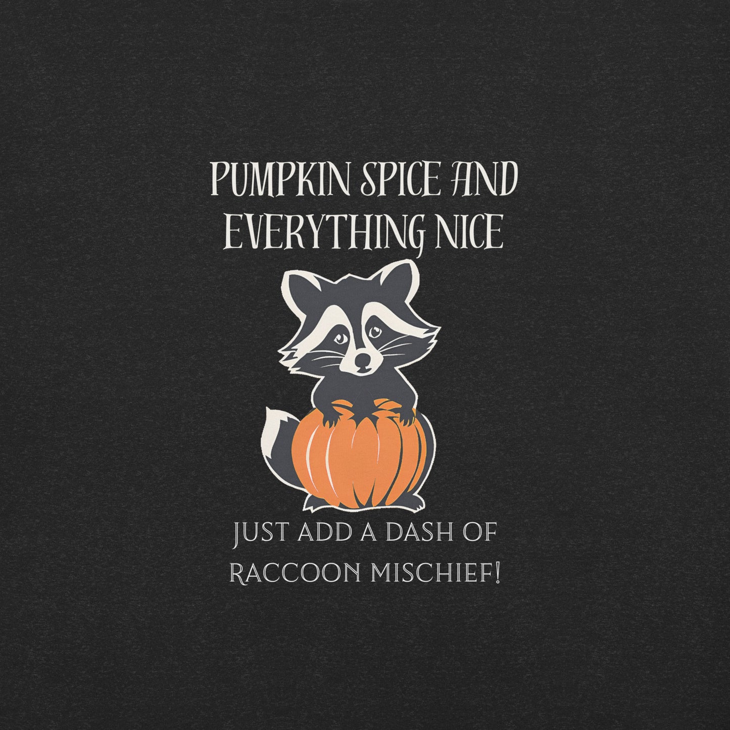 Pumpkin Spice and Everything Nice Add a Dash of Raccoon Mischief T-Shirt, Fall Graphic Tee