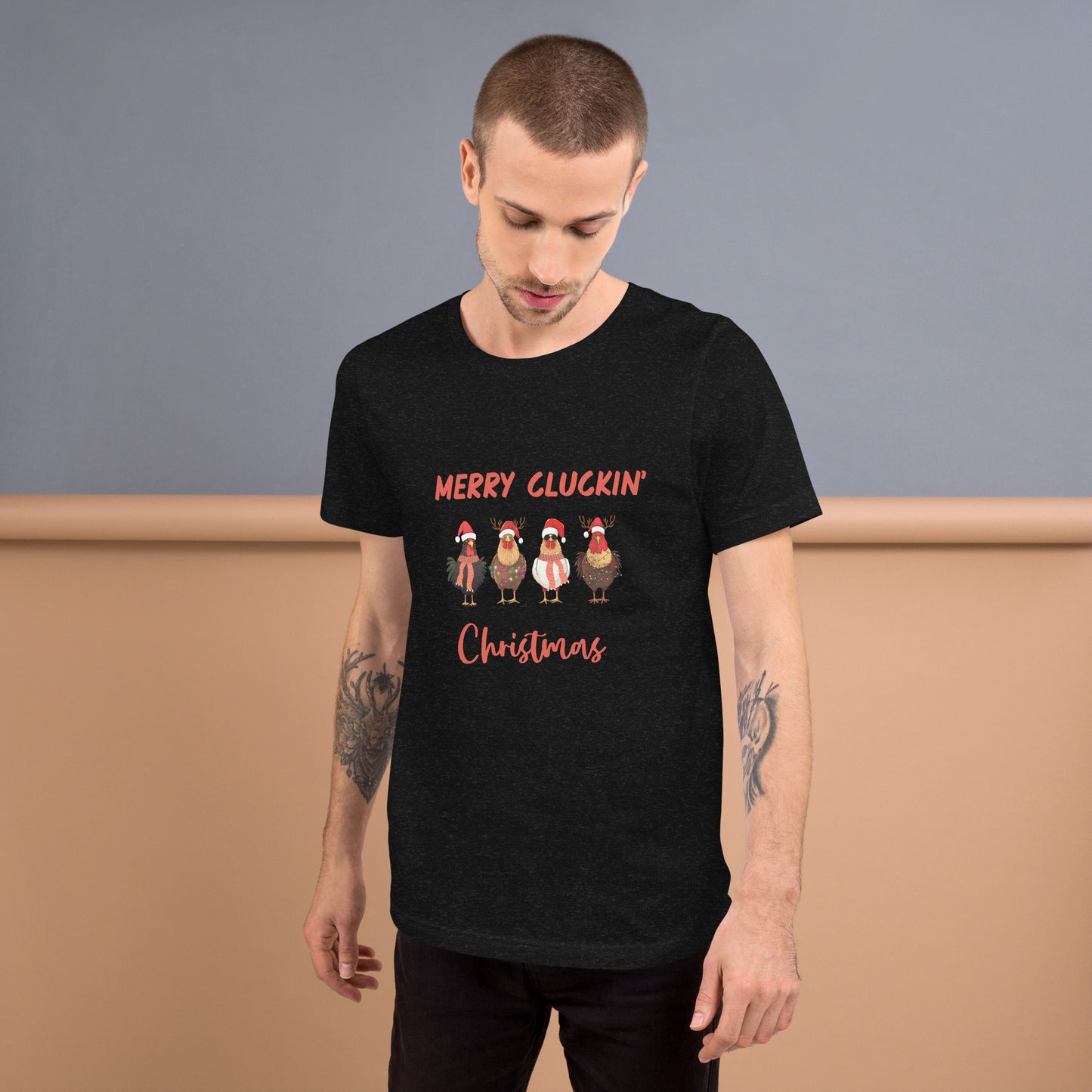 Merry Cluckin' Christmas Funny Chicken T-Shirt - Bella + Canvas-Unisex