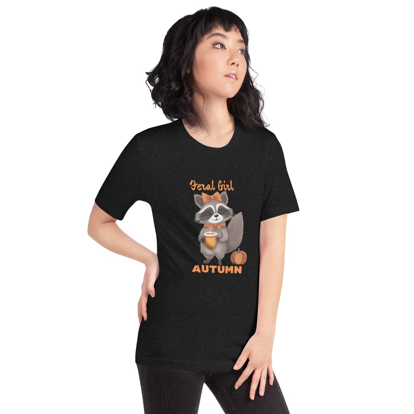 Comfy Cozy Fall Tee | Feral Girl Autumn Raccoon Print Shirt for Ladies | Seasonal Wear