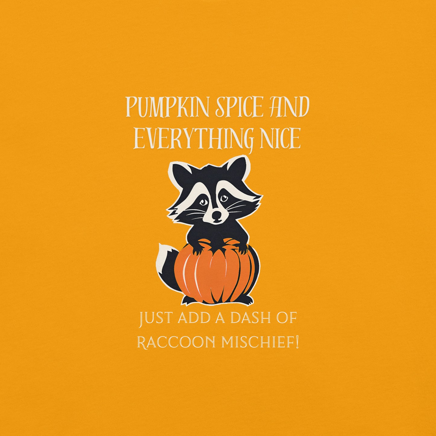 Pumpkin Spice and Everything Nice Add a Dash of Raccoon Mischief T-Shirt, Fall Graphic Tee