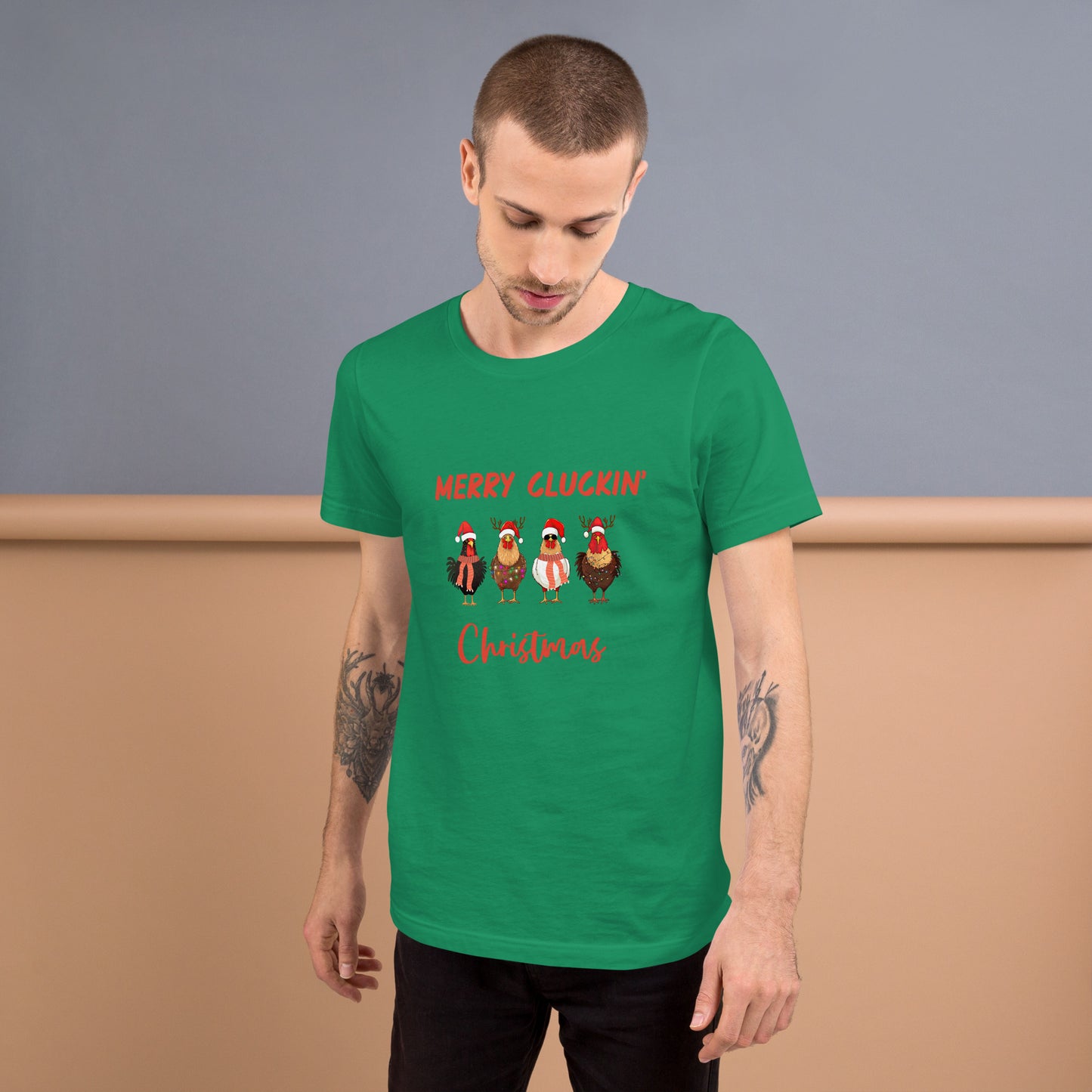 Merry Cluckin' Christmas Funny Chicken T-Shirt - Bella + Canvas-Unisex