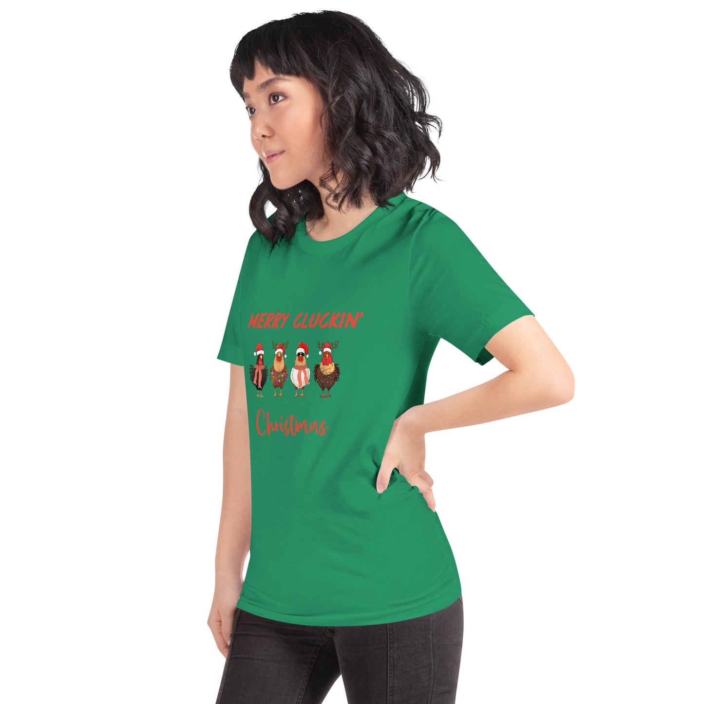 Merry Cluckin' Christmas Funny Chicken T-Shirt - Bella + Canvas-Unisex