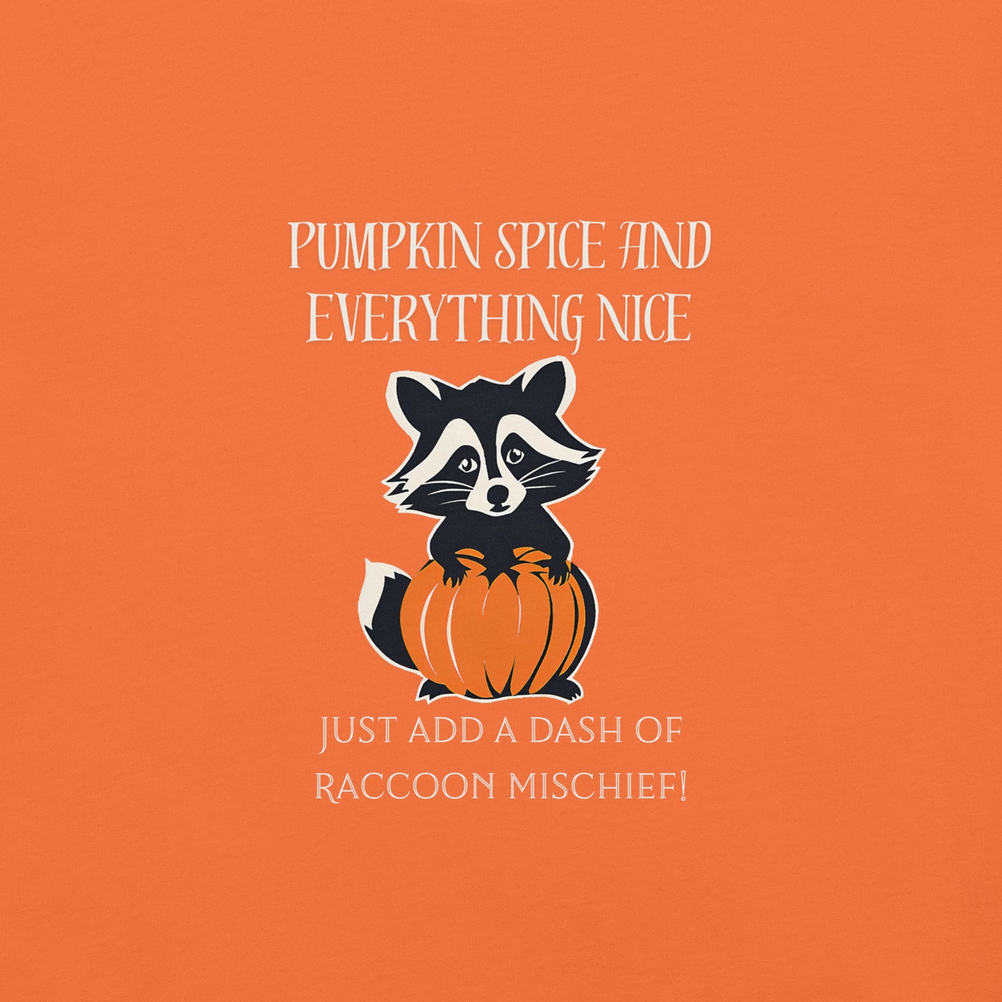 Pumpkin Spice and Everything Nice Add a Dash of Raccoon Mischief T-Shirt, Fall Graphic Tee