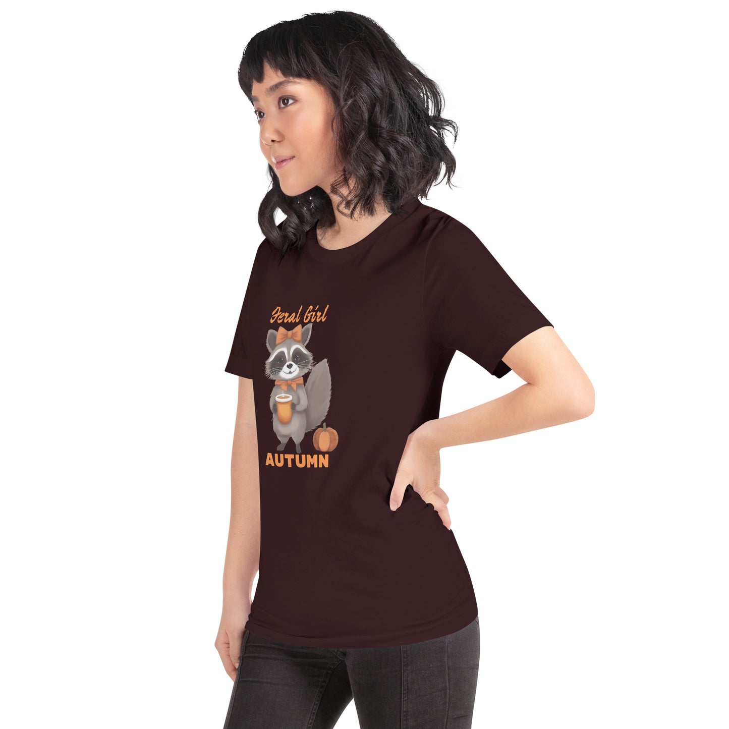 Comfy Cozy Fall Tee | Feral Girl Autumn Raccoon Print Shirt for Ladies | Seasonal Wear