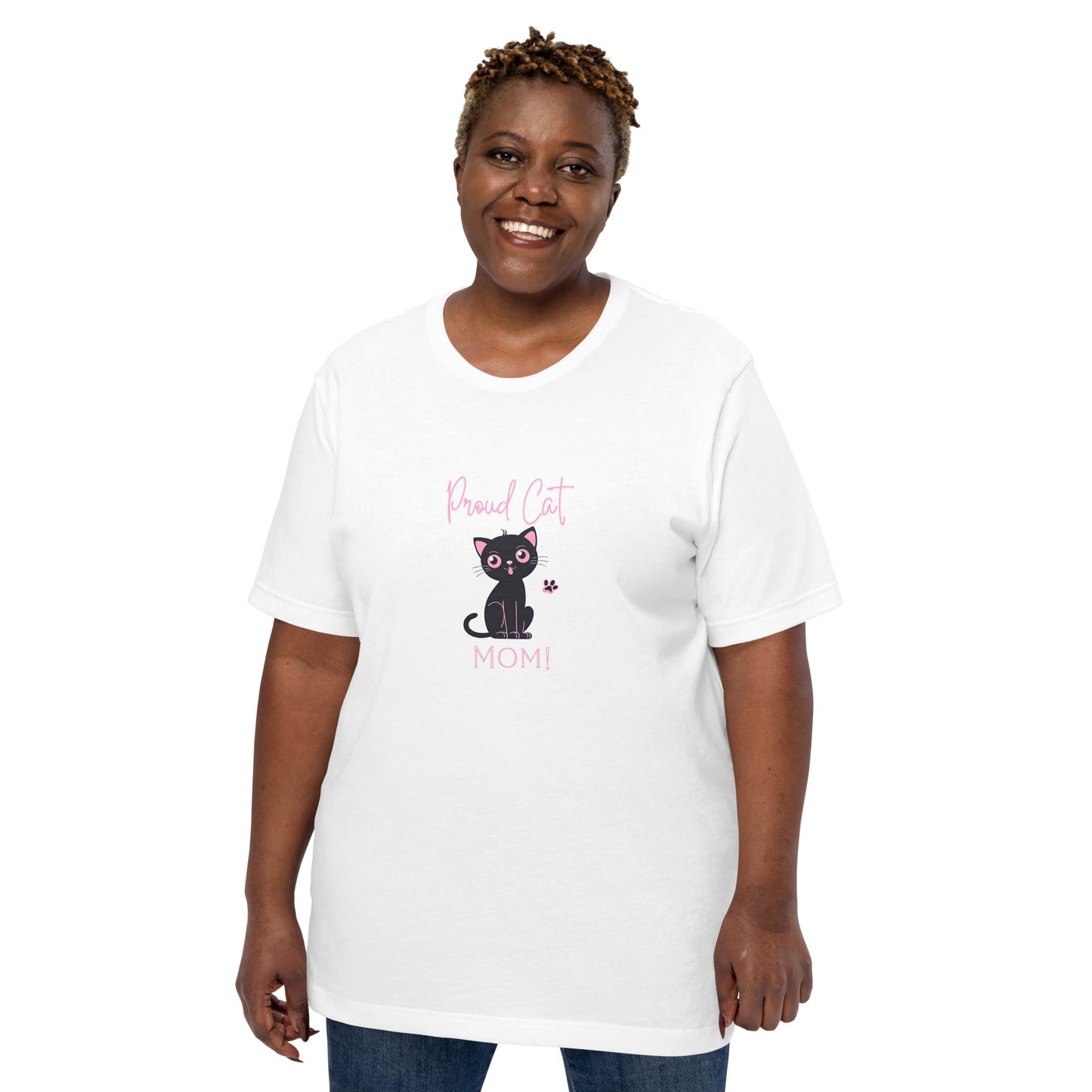 Proud Cat Mom Bella + Canvas T-Shirt, Black and pink cat design, mother's day, gift, cat lady, cat lover, cat mom