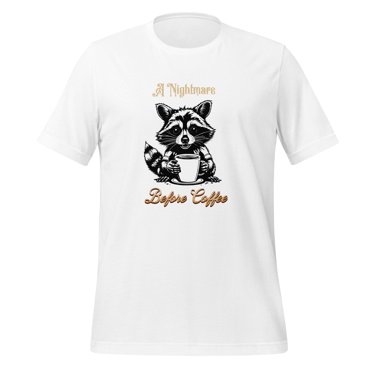 A Nightmare Before Coffee Raccoon Unisex T-Shirt, Funny Coffee Shirt, Coffee Lover Gift, Graphic Tee