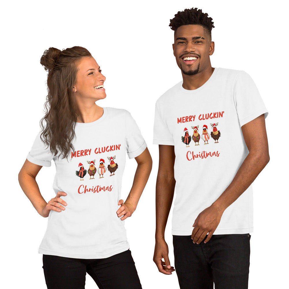 Merry Cluckin' Christmas Funny Chicken T-Shirt - Bella + Canvas-Unisex