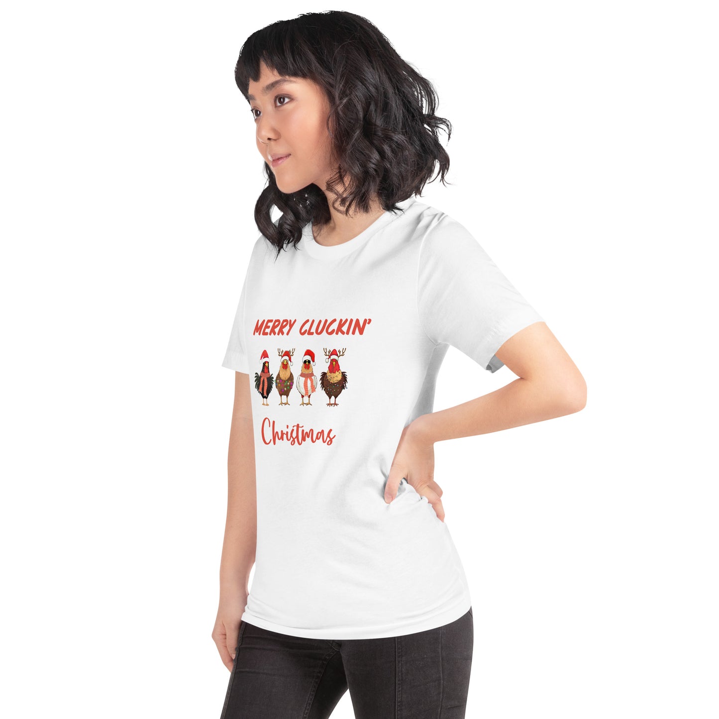 Merry Cluckin' Christmas Funny Chicken T-Shirt - Bella + Canvas-Unisex