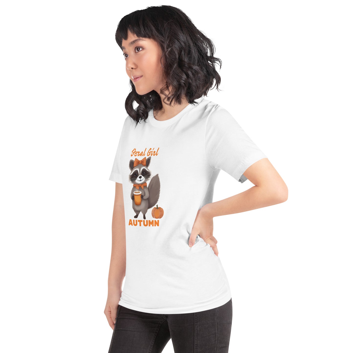 Comfy Cozy Fall Tee | Feral Girl Autumn Raccoon Print Shirt for Ladies | Seasonal Wear