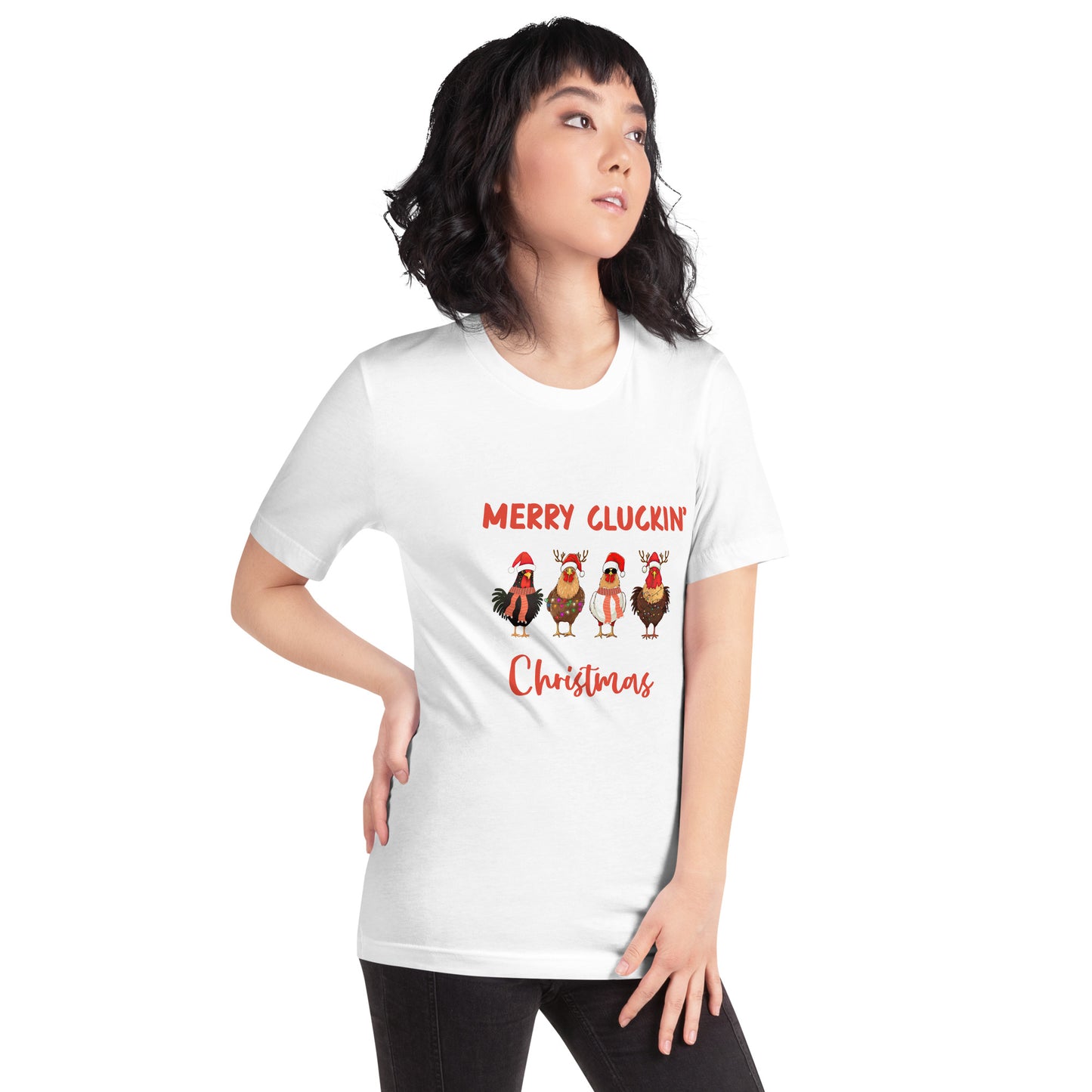 Merry Cluckin' Christmas Funny Chicken T-Shirt - Bella + Canvas-Unisex