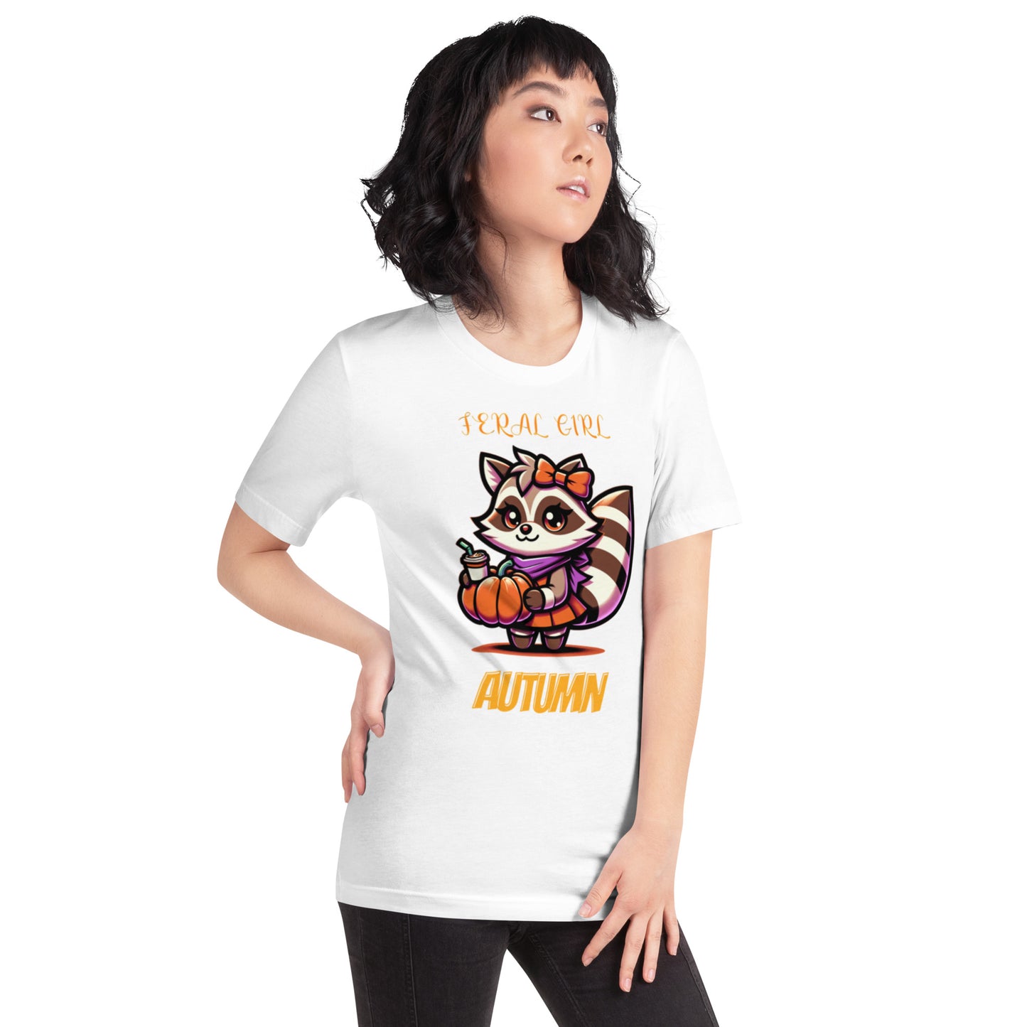 Feral Girl Autumn T-Shirt | Bella Canvas | Cozy Fall Tee | Raccoon Print Top