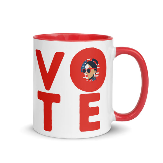 VOTE 2024 Inspirational Ceramic Coffee Mug - Unique Democracy Drinkware | Red Accents 11oz/15oz